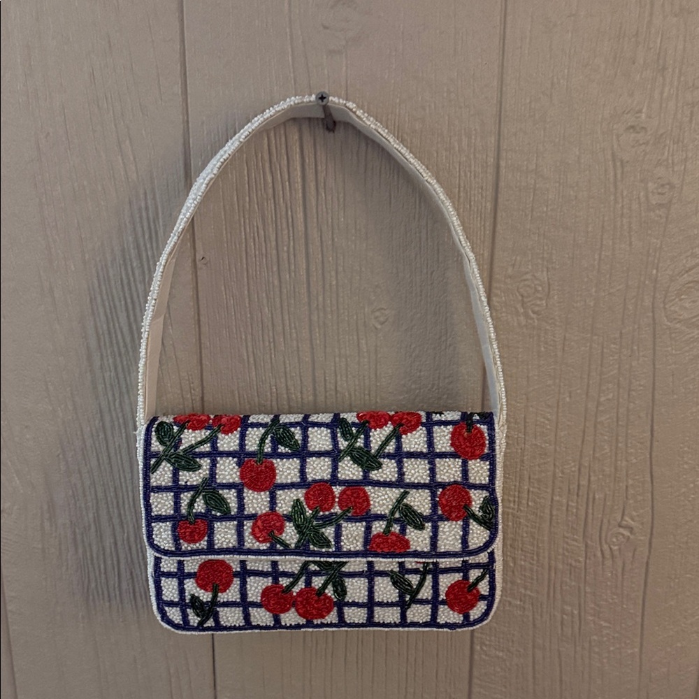 Cherry Patterned Beaded Handbag - image 1